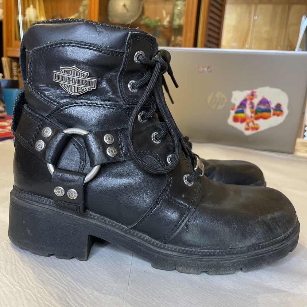 Harley-Davidson Jocelyn Black Leather Womens Boots US 7M EU 38 D83775 Motorcycle